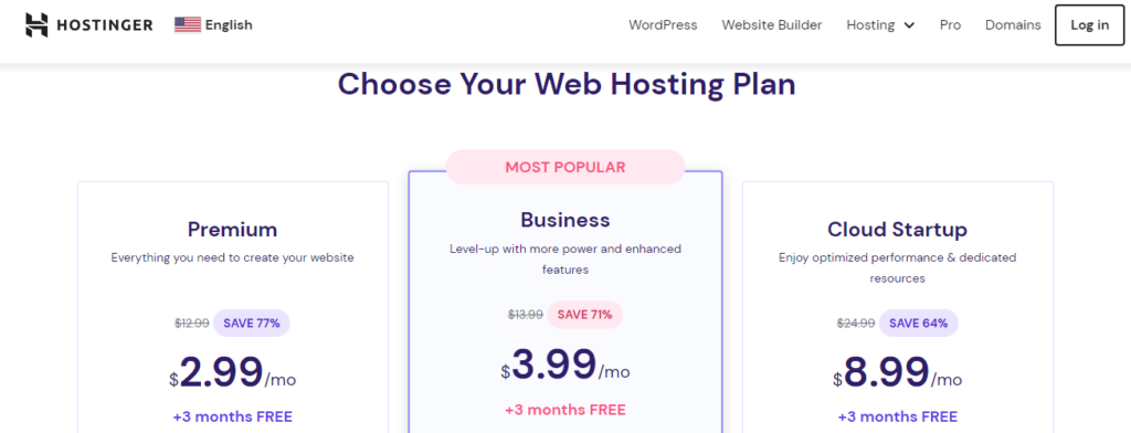 Hostinger: Pricing Plan