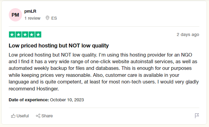 Hostinger User Review